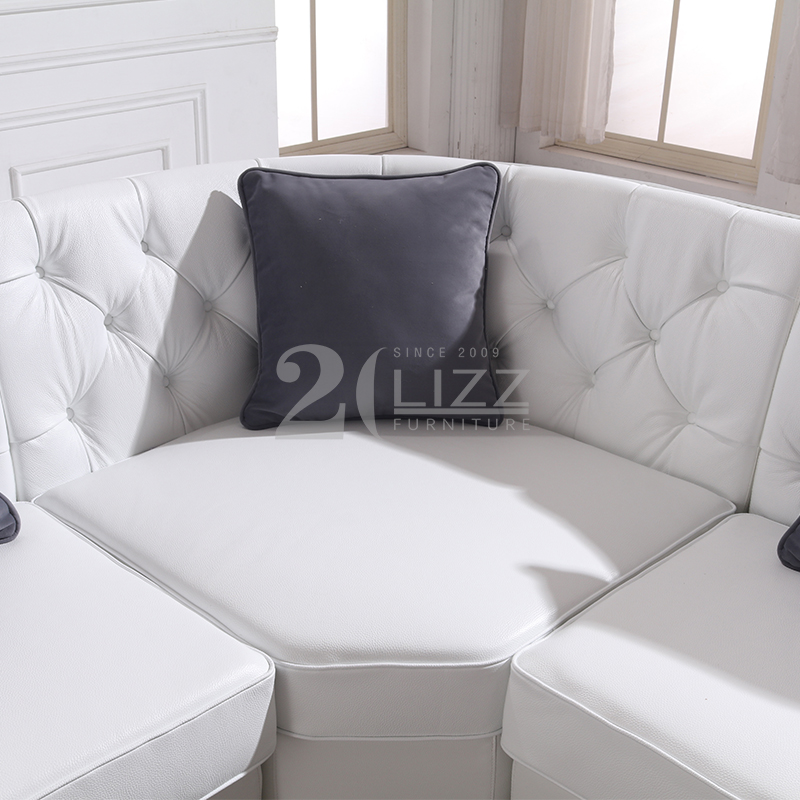 Sofá de sala de estar pequeño de esquina blanco