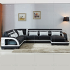 Sofá seccional LED de cuero de tamaño mediano para habitación familiar