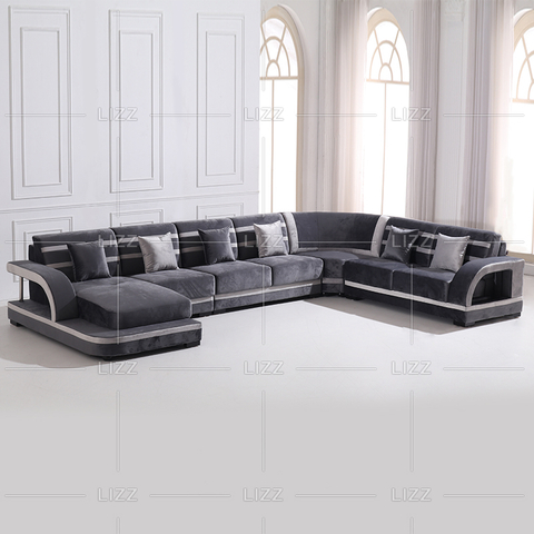 Sofá de tela seccional en forma de U con chaise