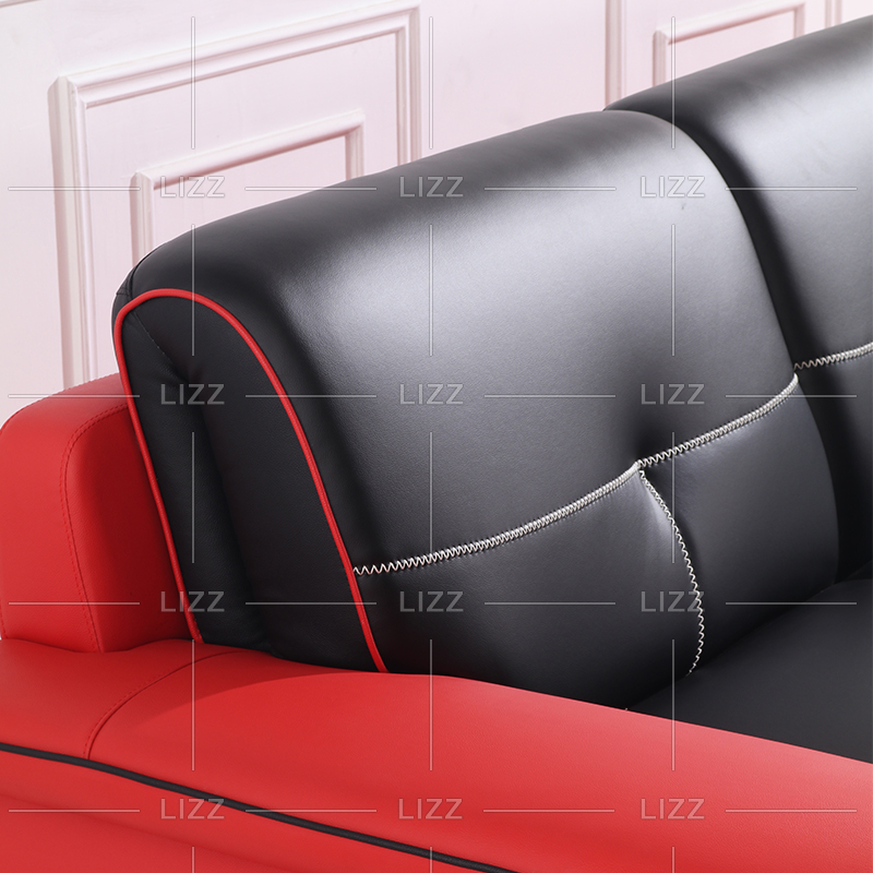 Sofá tradicional grande rojo y negro para sala de estar