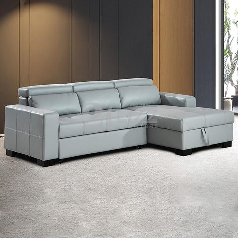 Sofá de cuero para sala de estar con cama extraíble