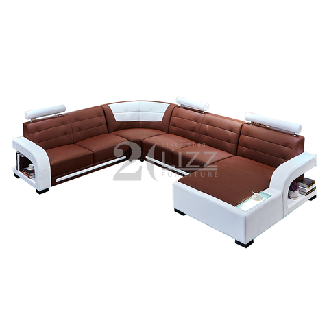 Sofá seccional llevado cuero de los muebles de la sala de estar con el reposacabezas ajustable