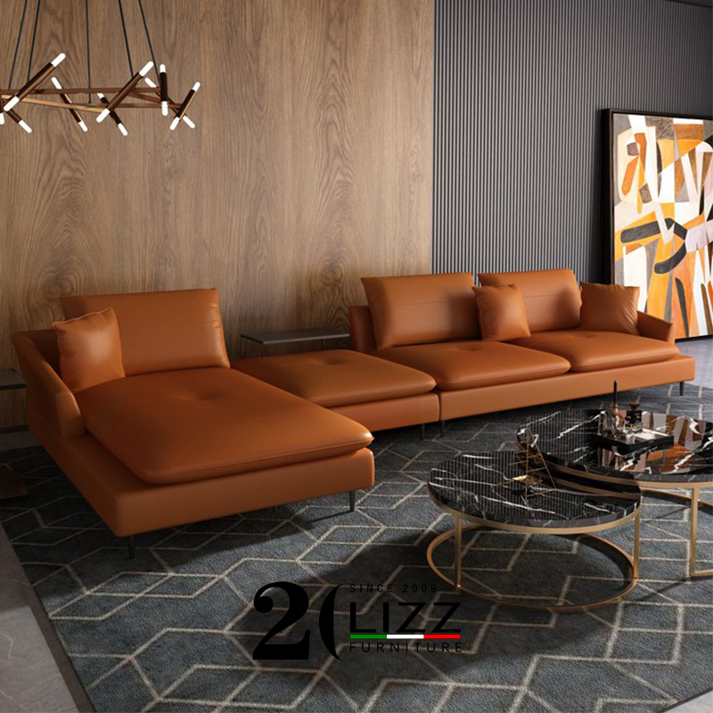 Sofá de sala de estar de ocio contemporáneo con chaise