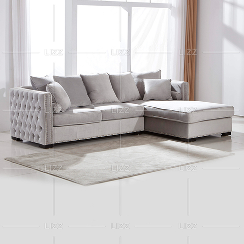 Sofá de tela Chesterfield de ocio con chaise longue