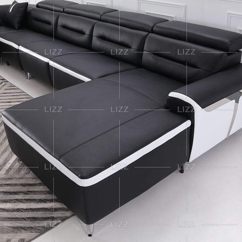 Conjunto de muebles Sofá reclinable de cuero negro