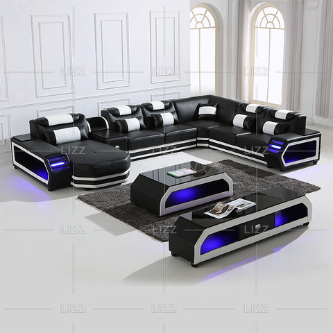 Sofá seccional LED seccional de ocio con mesa central