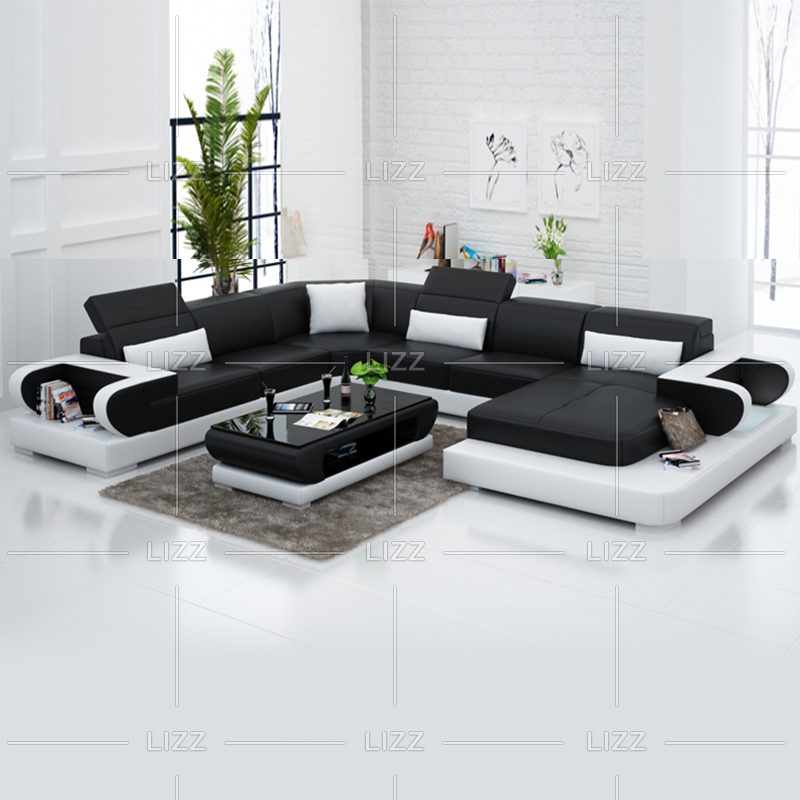 Home Sofá reclinable de cuero negro