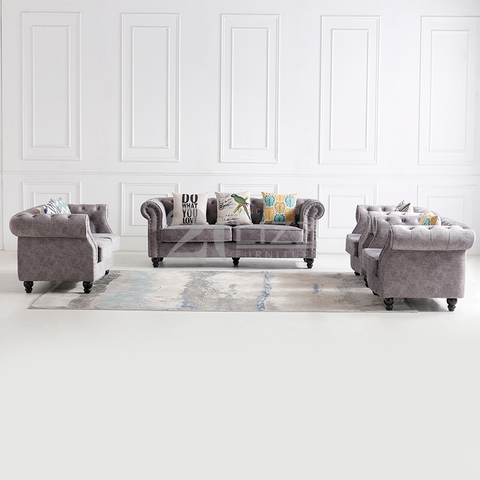 Sofá moderno de la sala de estar de la tela de Chesterfield