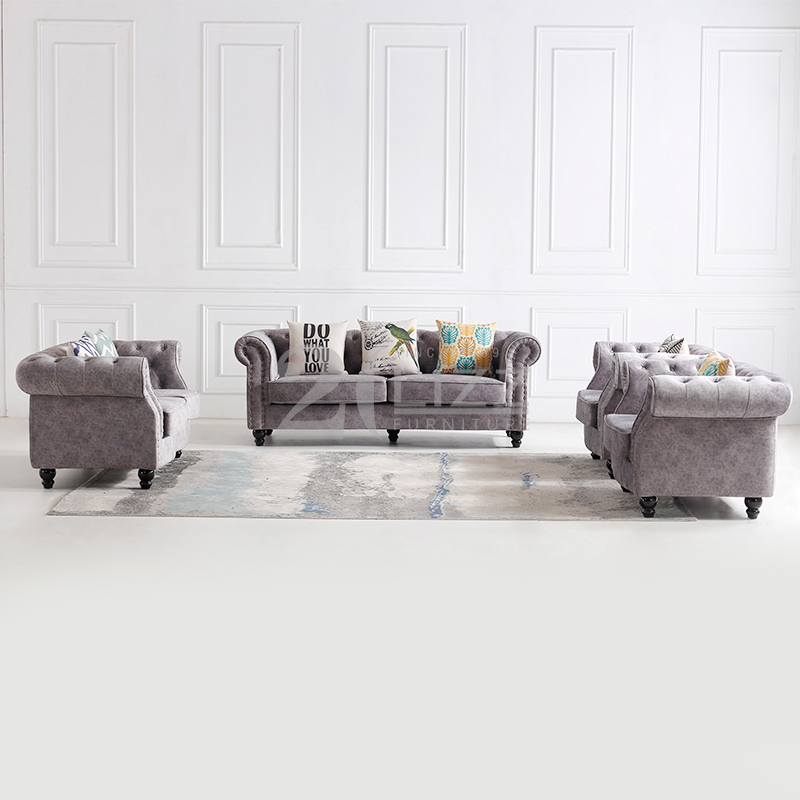 Sofá moderno de la sala de estar de la tela de Chesterfield