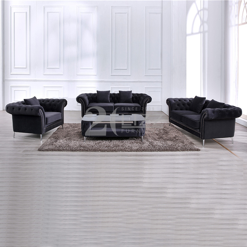 Sofá de sala de estar de tela modular con mesa de centro