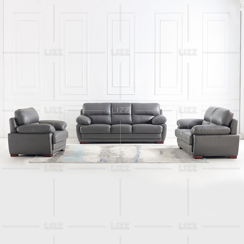 Sofá seccional de cuero gris Leisure