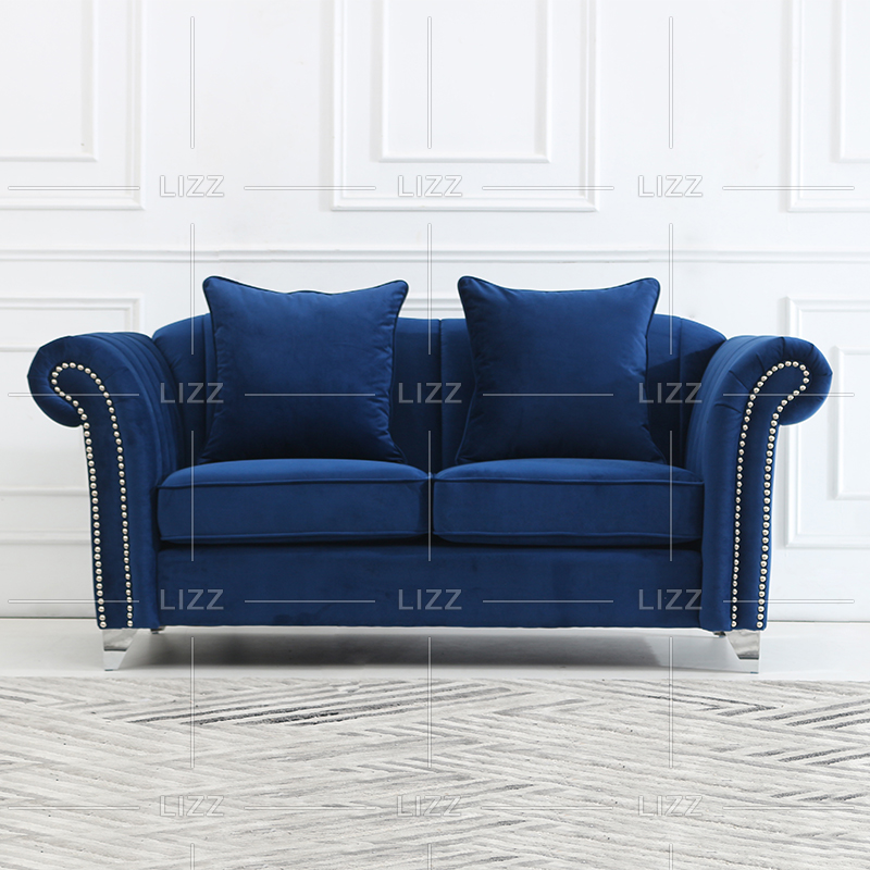Sofá moderno de tela capitoné con chaise longue