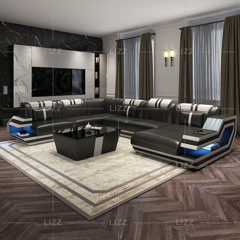 Sofá seccional de lona funky led con chaise lounge