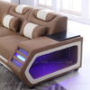 Sofá seccional LED de lona funky con respaldos ajustados