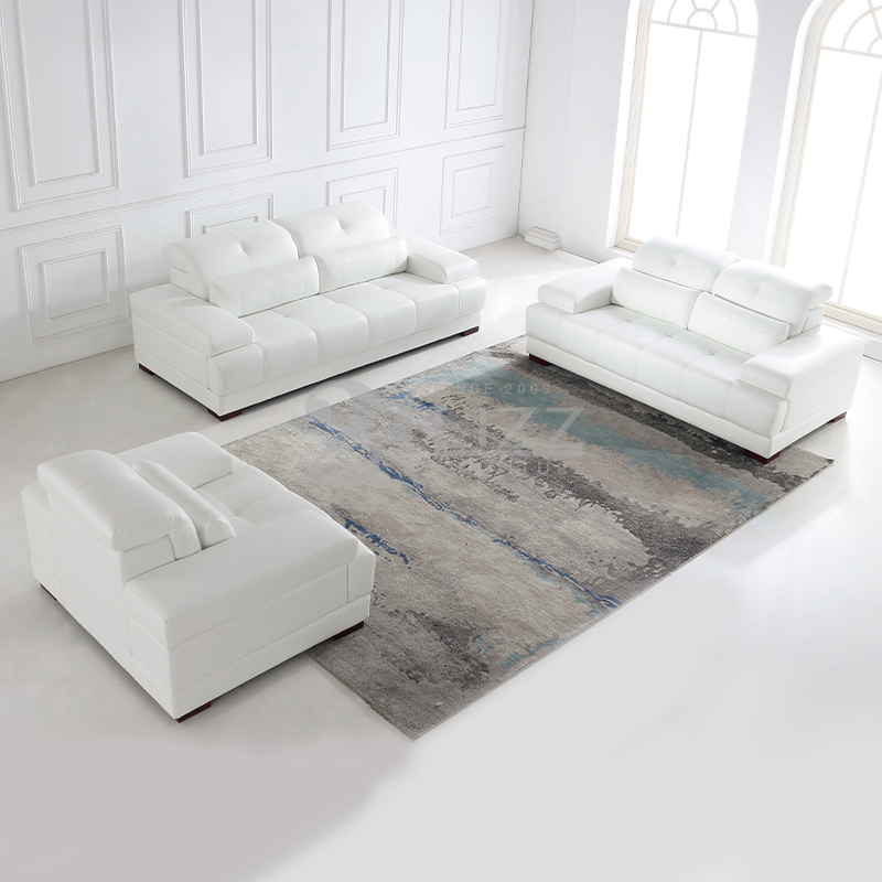 Sofá funcional de cuero blanco para sala de estar