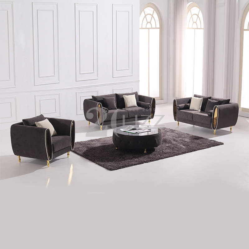 Sofá de sala de estar de tela moderna con mesa