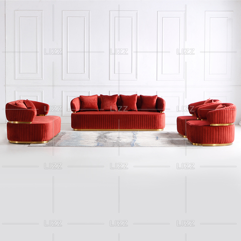 Sofá de sala de estar pequeño tradicional rojo claro