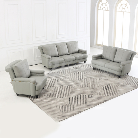 Sofá de cuero de la sala de estar de los muebles contemporáneos con el otomano