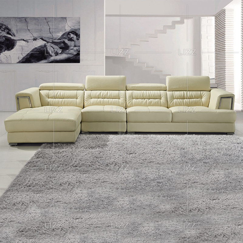 Sofá de cuero seccional clásico para sala de estar