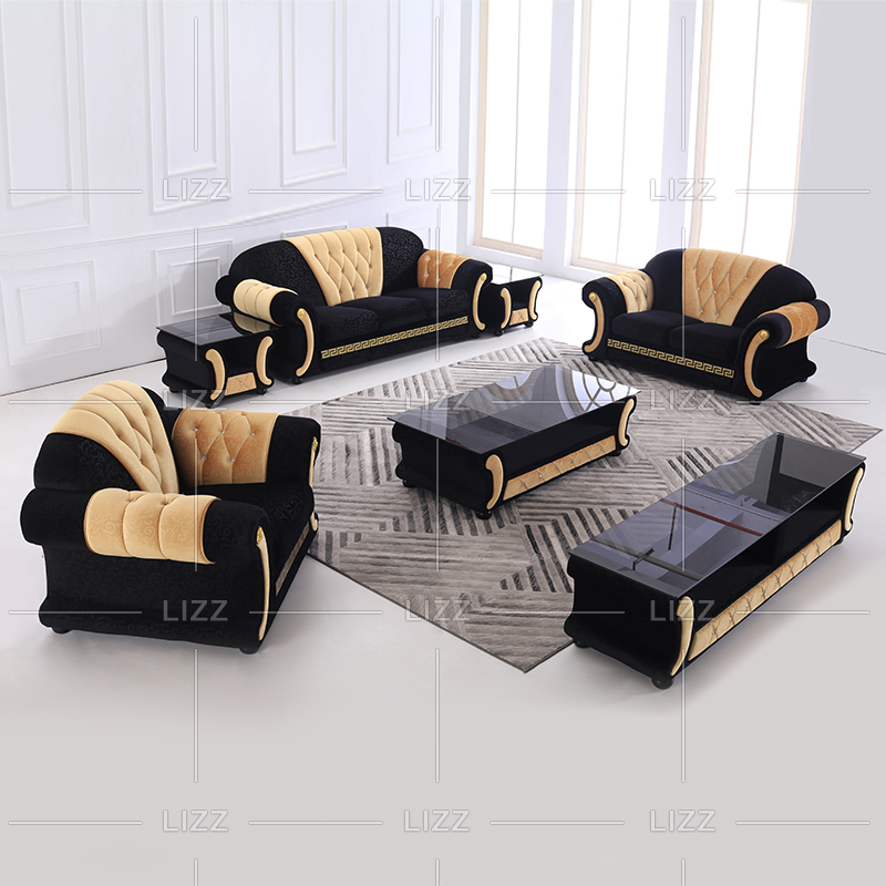 Sofá clásico de tela de lino curvo