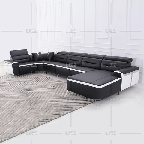 Conjunto de muebles Sofá reclinable de cuero negro
