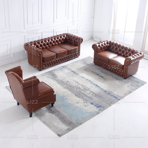 Conjunto de muebles Sofá de cuero capitoné clásico