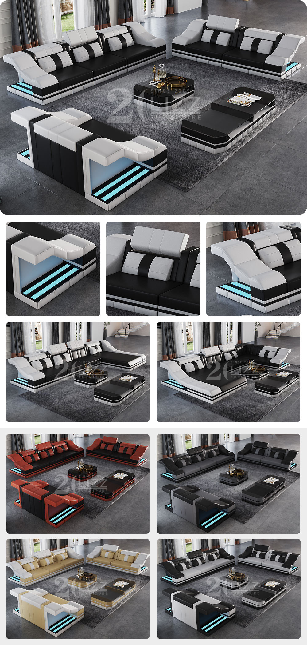 Set de sofá de cuero