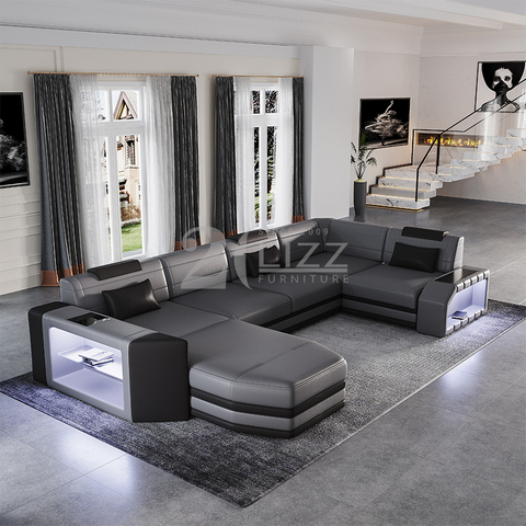 Sofá seccional led copetudo elegante para la habitación familiar