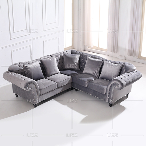 Sofá de tela Chesterfield de ocio contemporáneo