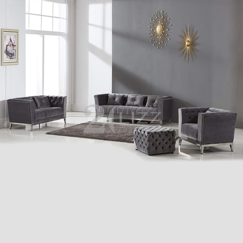 Sofá moderno de tela Chesterfield para sala de estar