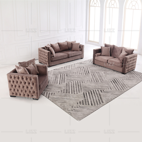 Cómodo sofá moderno de tela Chesterfield