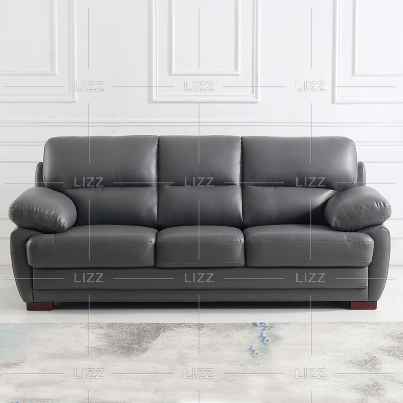 Sofá seccional de cuero gris Leisure