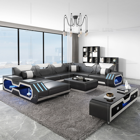 Sofá seccional LED moderno de último diseño con chaise