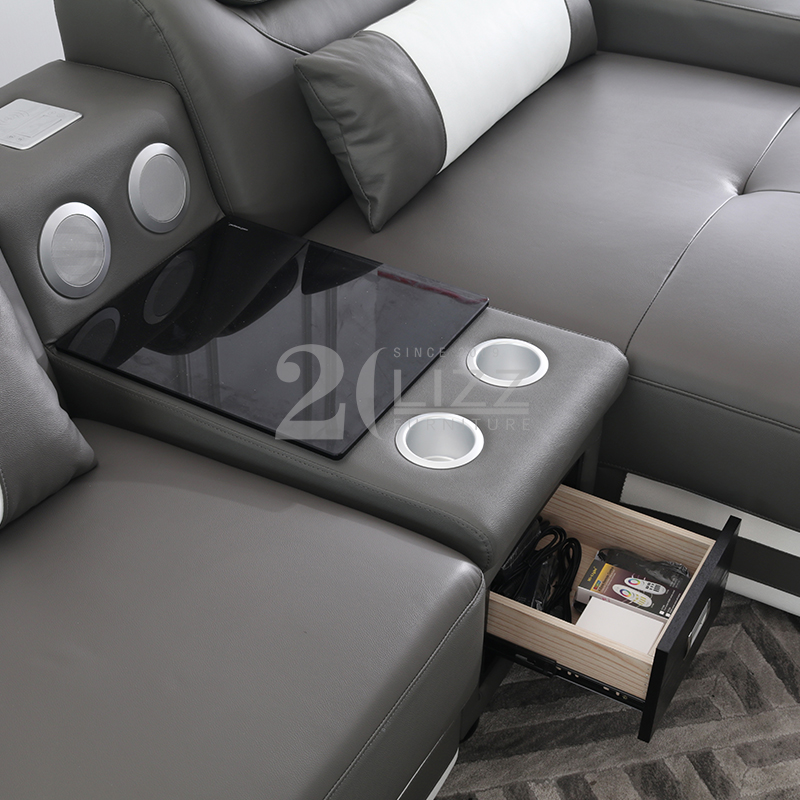 Sofá moderno en forma de U gris oscuro para sala de estar