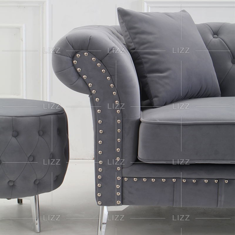 Sofá de tela marfil de diseño europeo de sala de estar