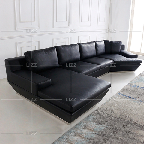 Sofá de cuero extragrande de ocio contemporáneo