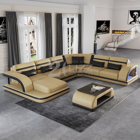 Sofá seccional de cuero de los muebles de la sala de estar del diseño europeo