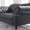 Sofá de salón clásico de cuero Chesterfield negro