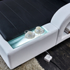 Sofá seccional LED de cuero en forma de U con chaise de almacenamiento